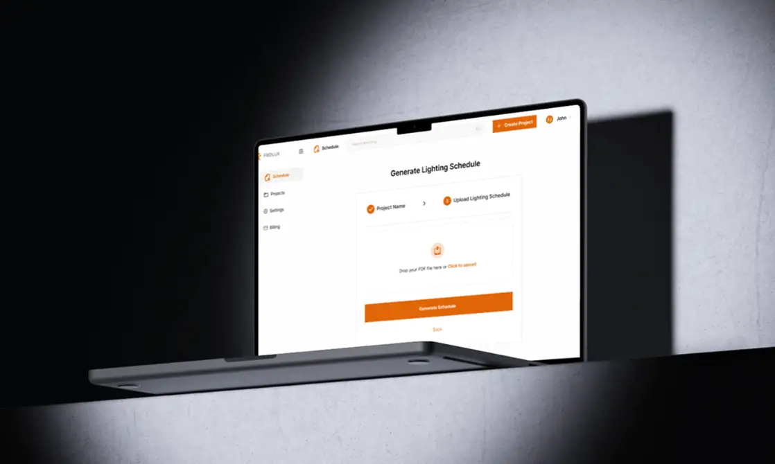 FWDLUX AI schedule generator on a laptop